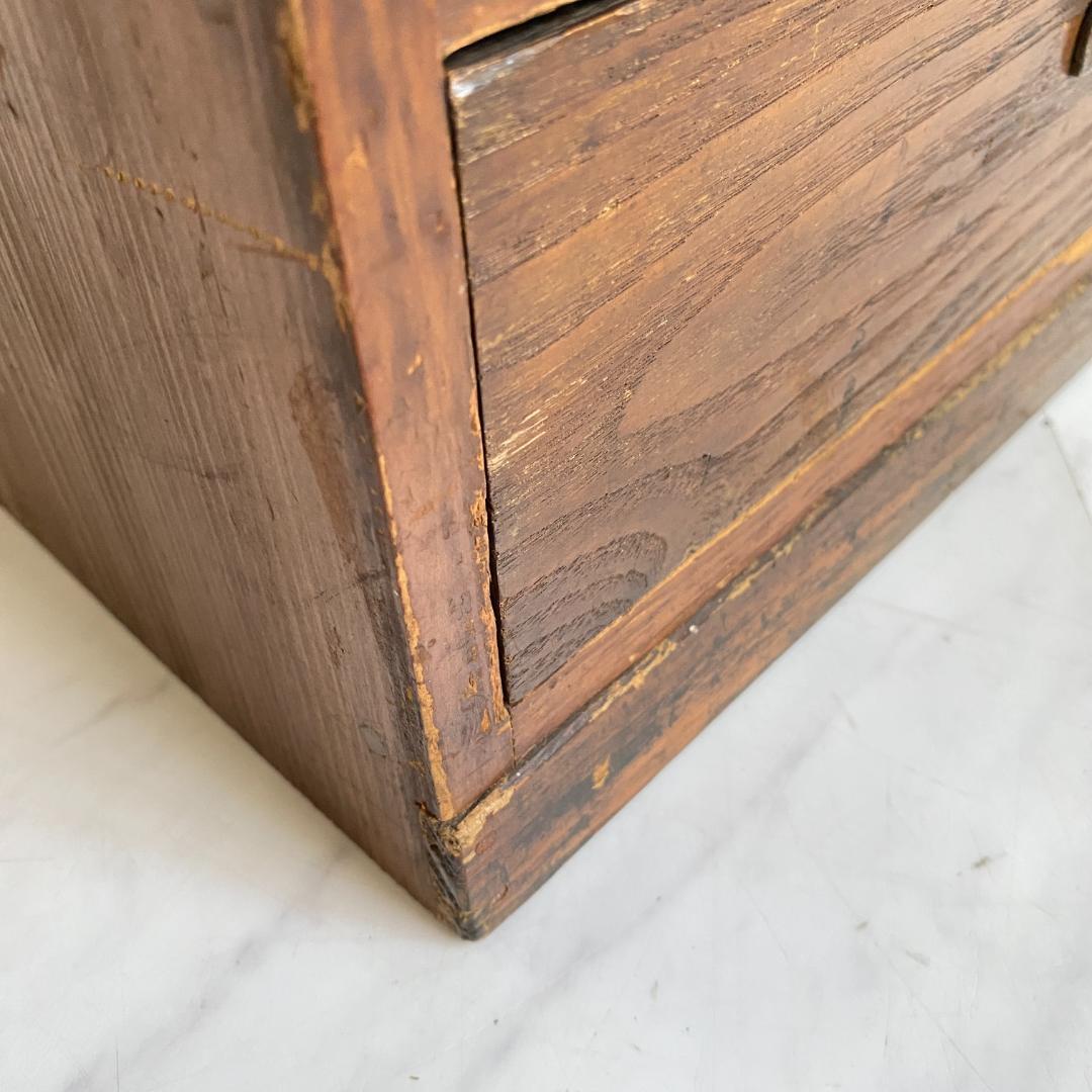 希少 アンティーク 蛇腹扉の小振りの棚 小引き出し 古道具