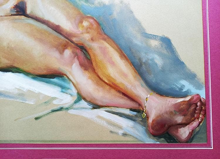 二元会常任委員審 奥野北雄 油彩画直筆 1993年8月制作　Ｐ10号位　額装