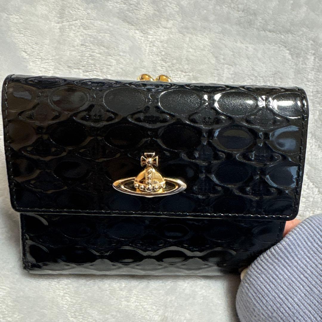 ヴィヴィアンウエストウッド OVALORB 口金二つ折り財布 ブラック