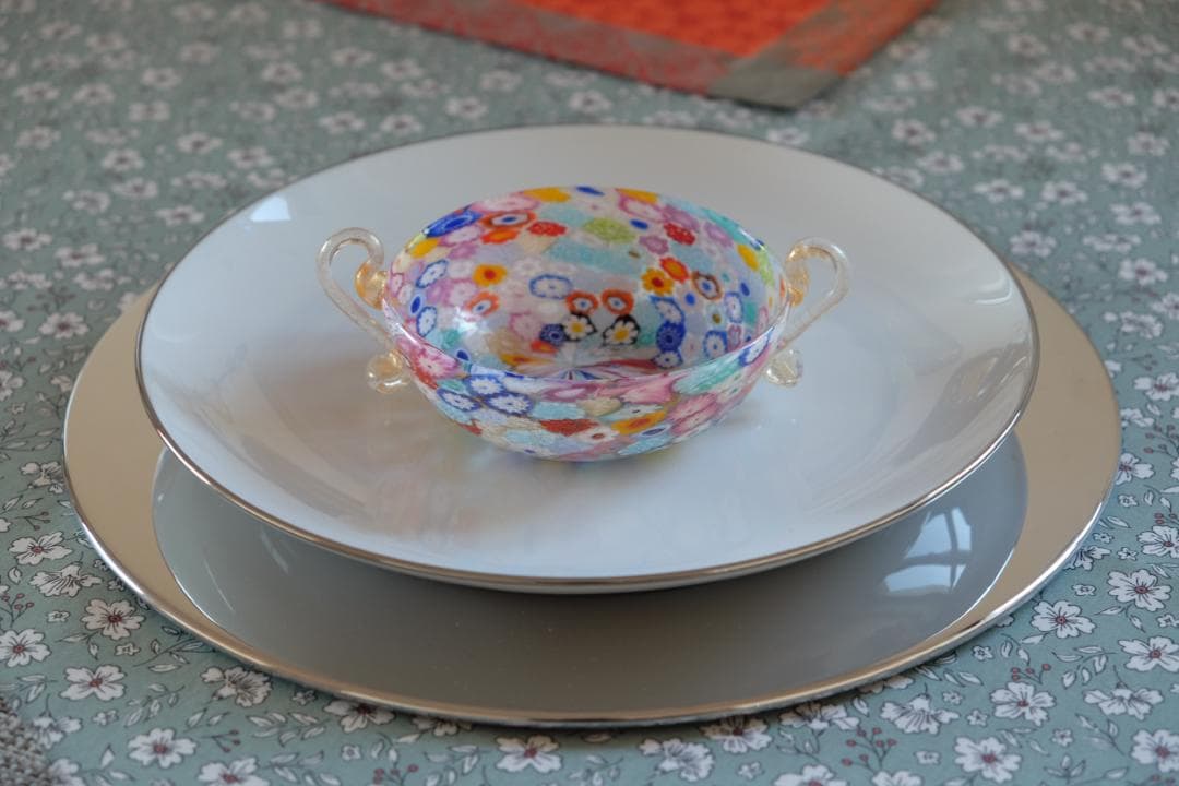 吹きガラス ミルフィオリ 検/プレート/民藝/ワイングラス/舩木倭帆/江波冨士子