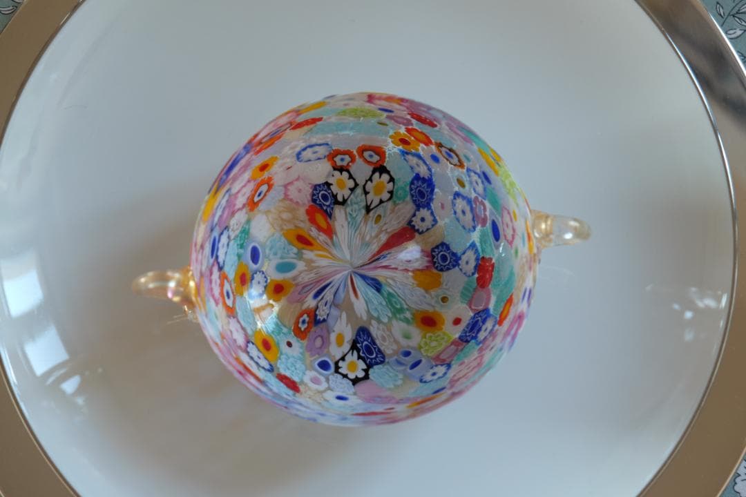 吹きガラス ミルフィオリ 検/プレート/民藝/ワイングラス/舩木倭帆/江波冨士子