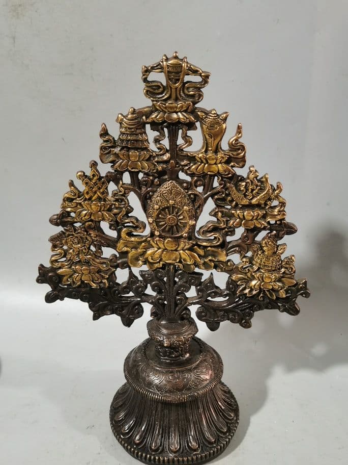 銅 細工 八宝吉祥樹 蔵式密宗法器 鎮宅辟邪 開運風水 招財 置物 工芸品
