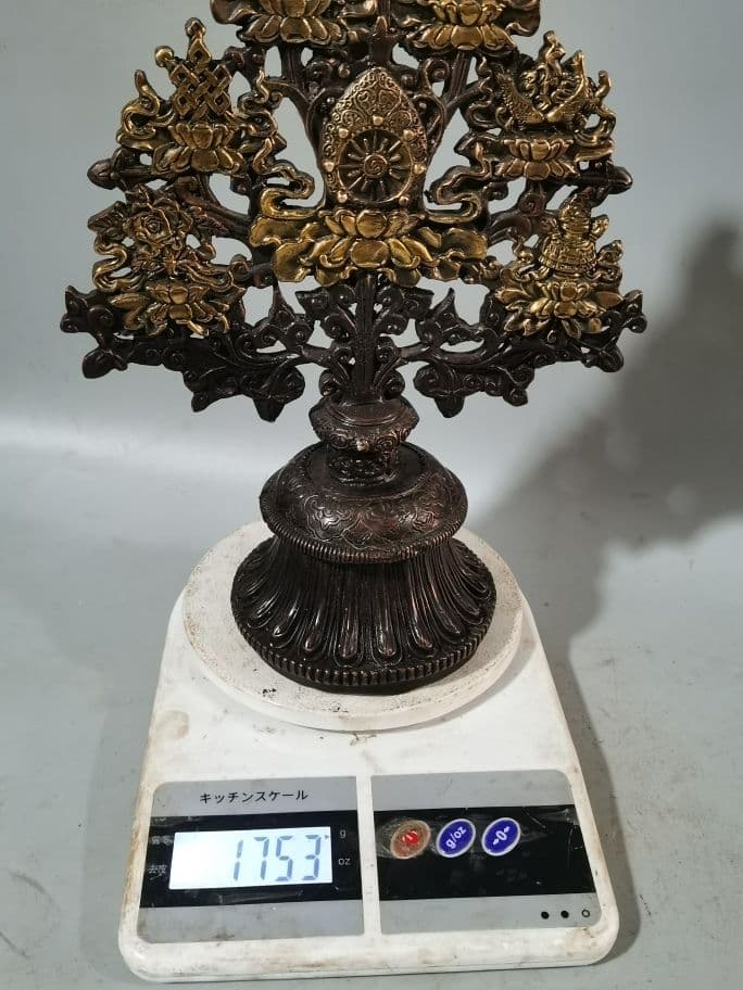 銅 細工 八宝吉祥樹 蔵式密宗法器 鎮宅辟邪 開運風水 招財 置物 工芸品