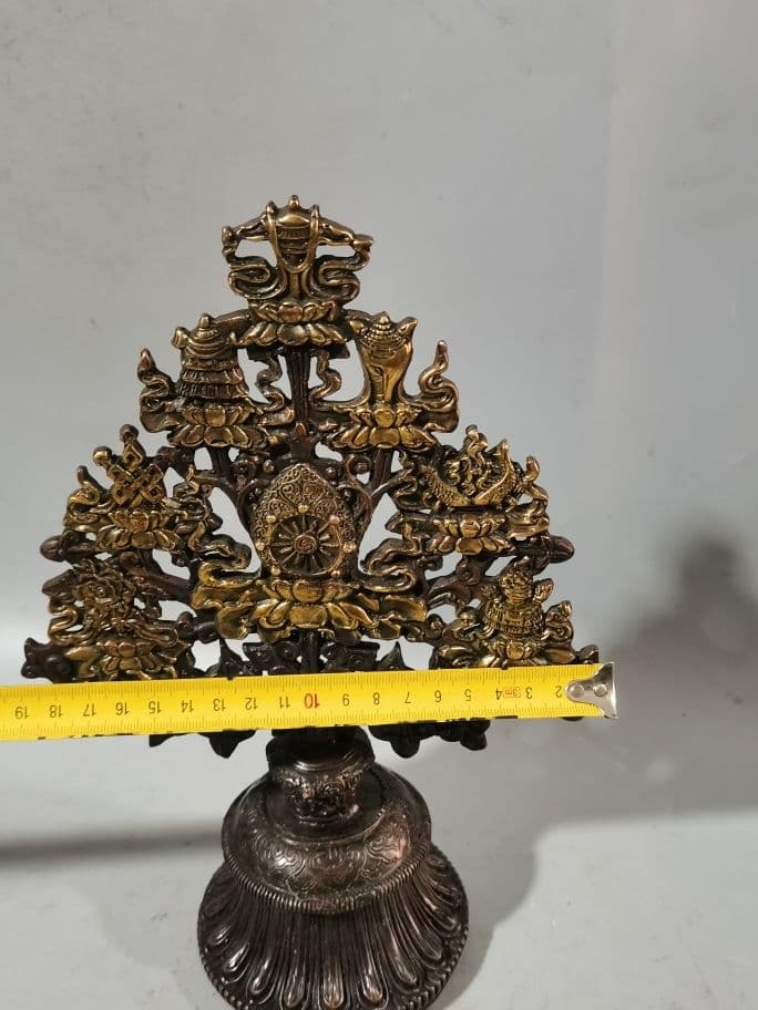銅 細工 八宝吉祥樹 蔵式密宗法器 鎮宅辟邪 開運風水 招財 置物 工芸品