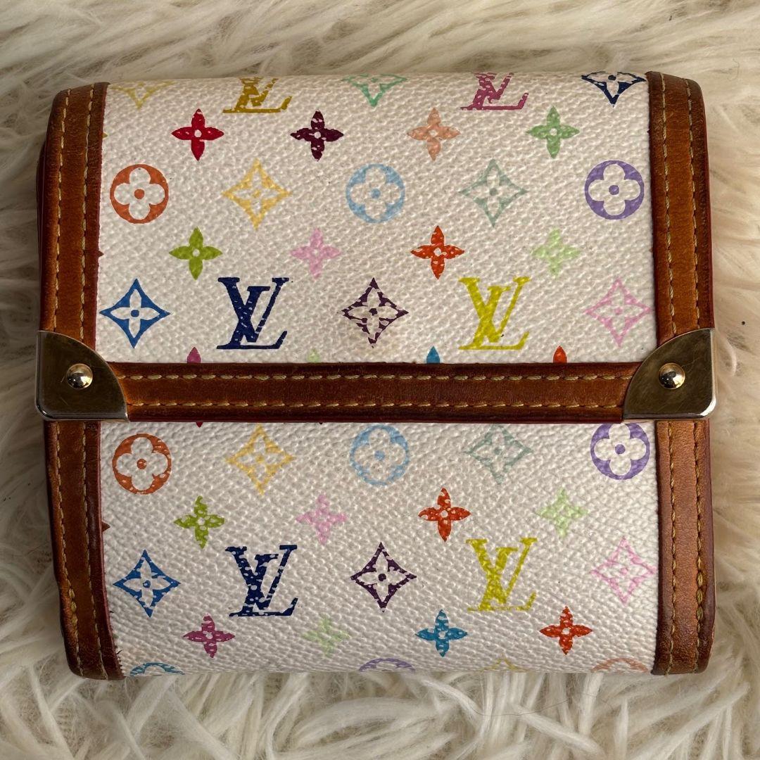 【激レア 美品】ルイヴィトン　三つ折り財布　マルチカラー　カルトクレディ　白系