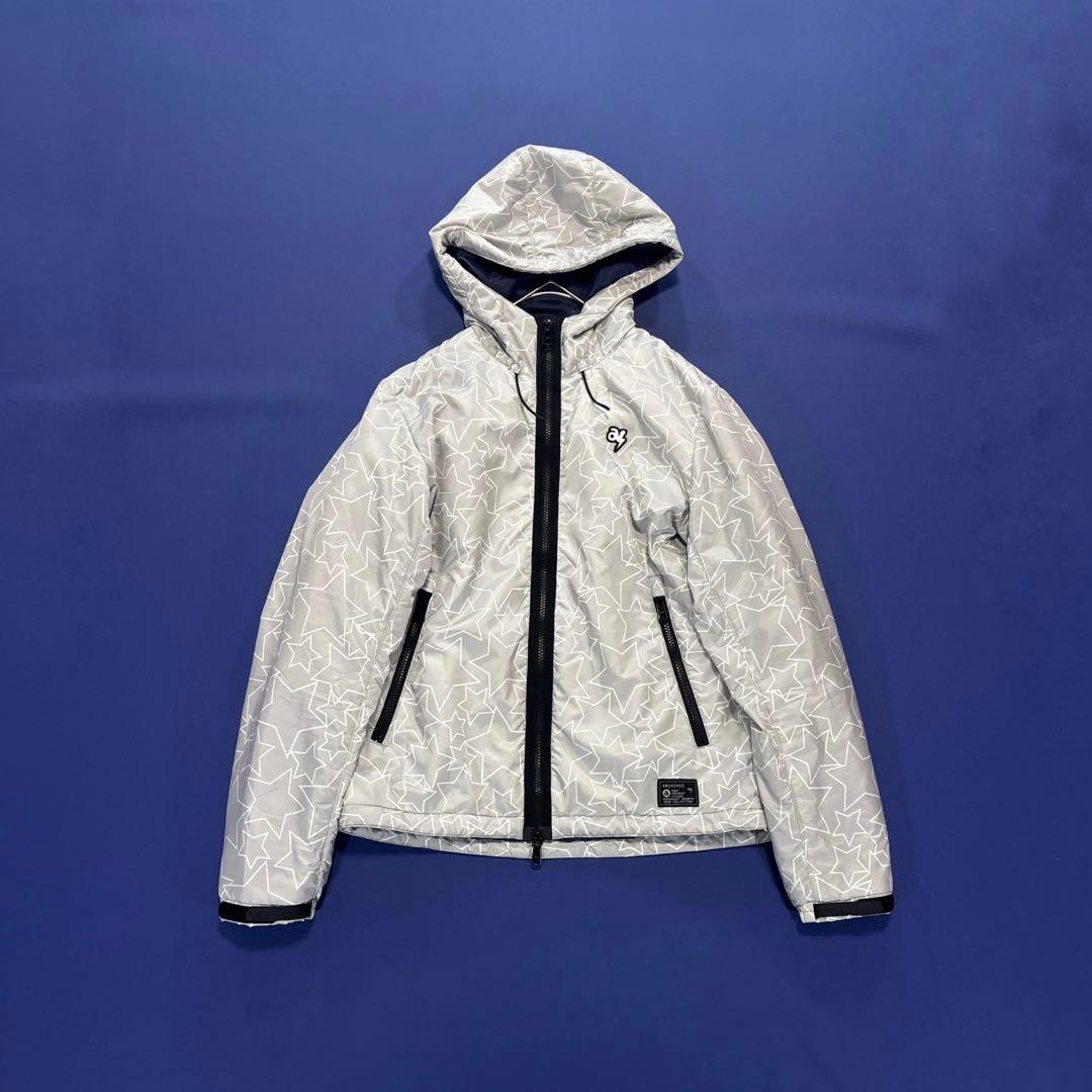 アルチビオ　フード付き　中綿　ブルゾン　ジャケット　L〜LL 総柄　グレー