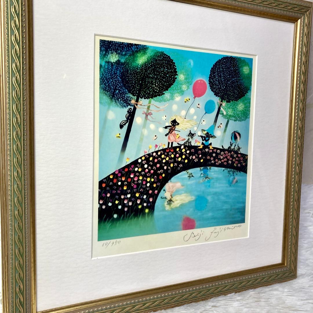 【美品✨】藤城清治「春のデュエット」レフグラフ 直筆サイン入 版画 68/950