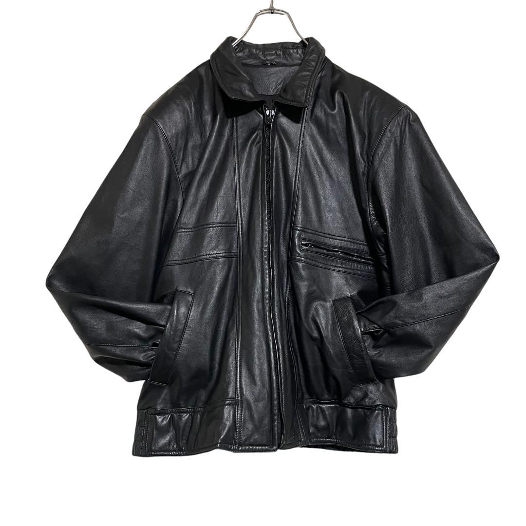 大きいサイズ【vintage】リアルレザーシングルライダースジャケット 黒 XL