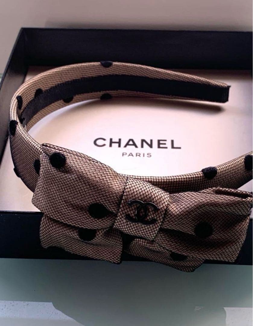 CHANEL 正規品リボン×ドット柄×ココマーク カチューシャあゆ着用モデルレア
