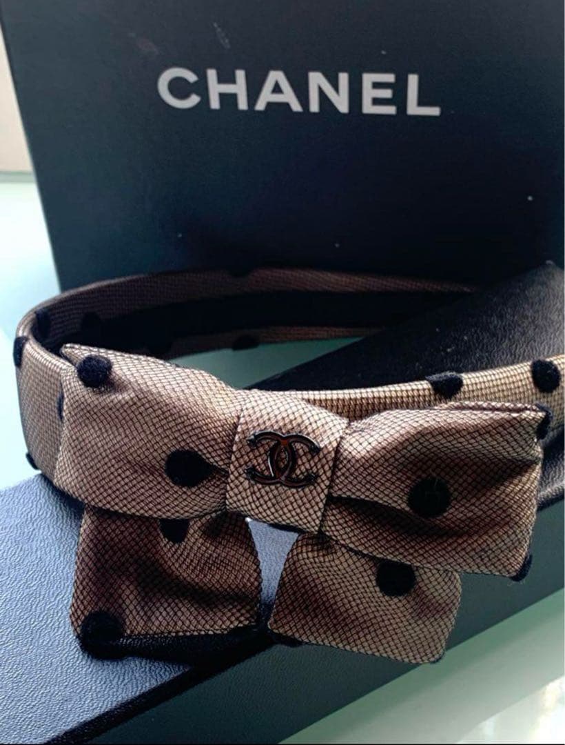 CHANEL 正規品リボン×ドット柄×ココマーク カチューシャあゆ着用モデルレア