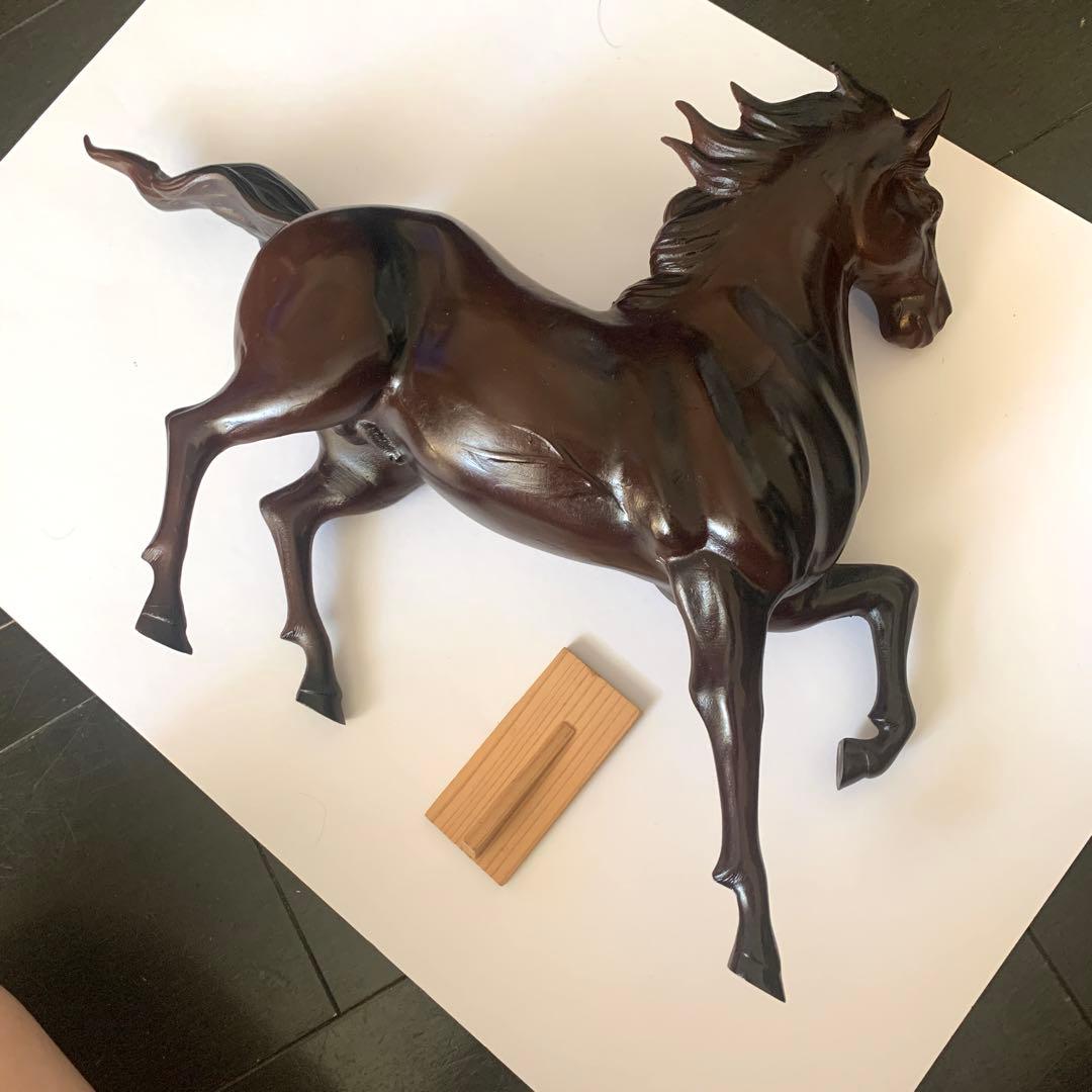 環水作　「若駒」　馬　駿馬　大きめ　高岡銅器　アンティーク　ダークブラウン　置物