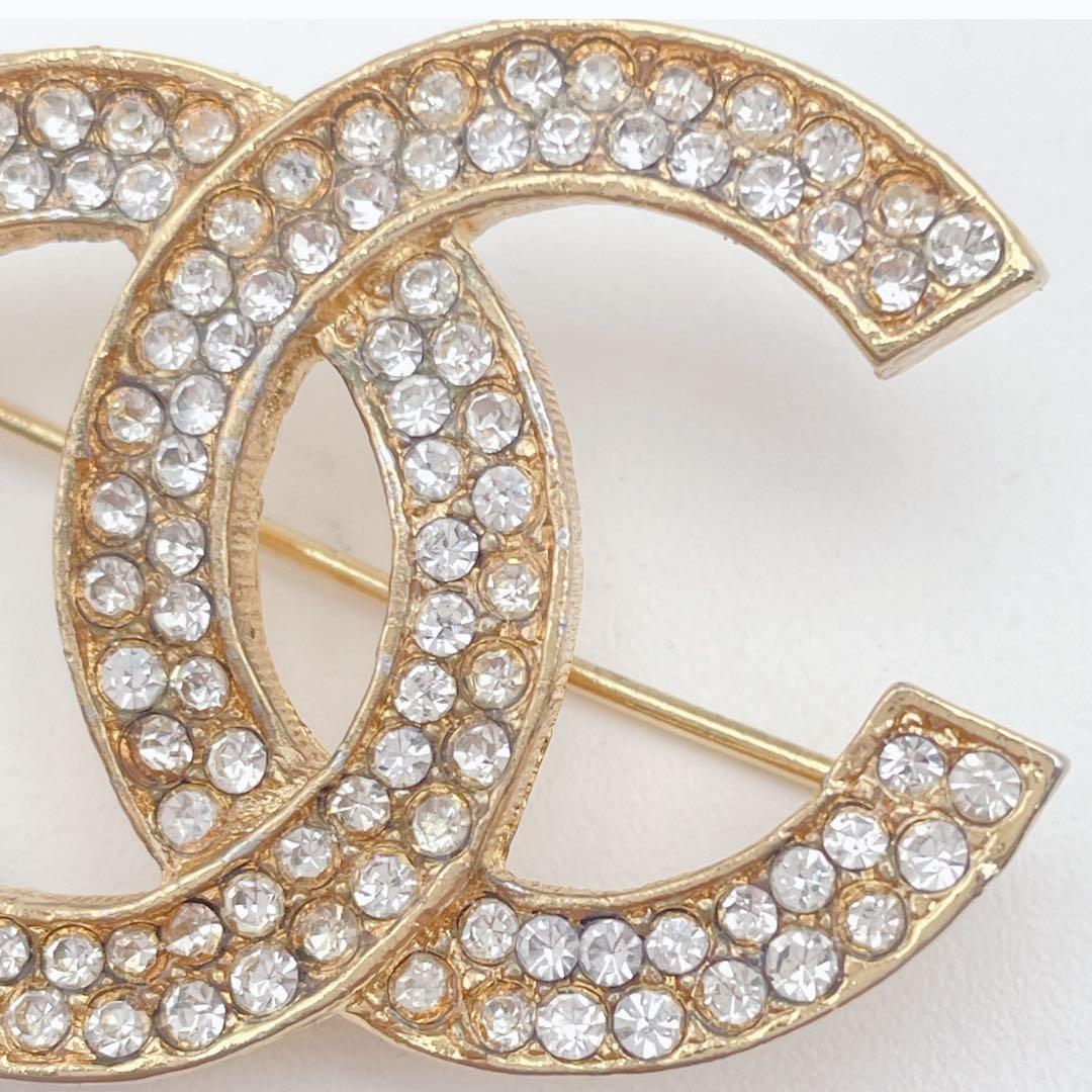 ✨️美品✨️ シャネル ココマーク ラインストーン ブローチ ゴールド 刻印有り