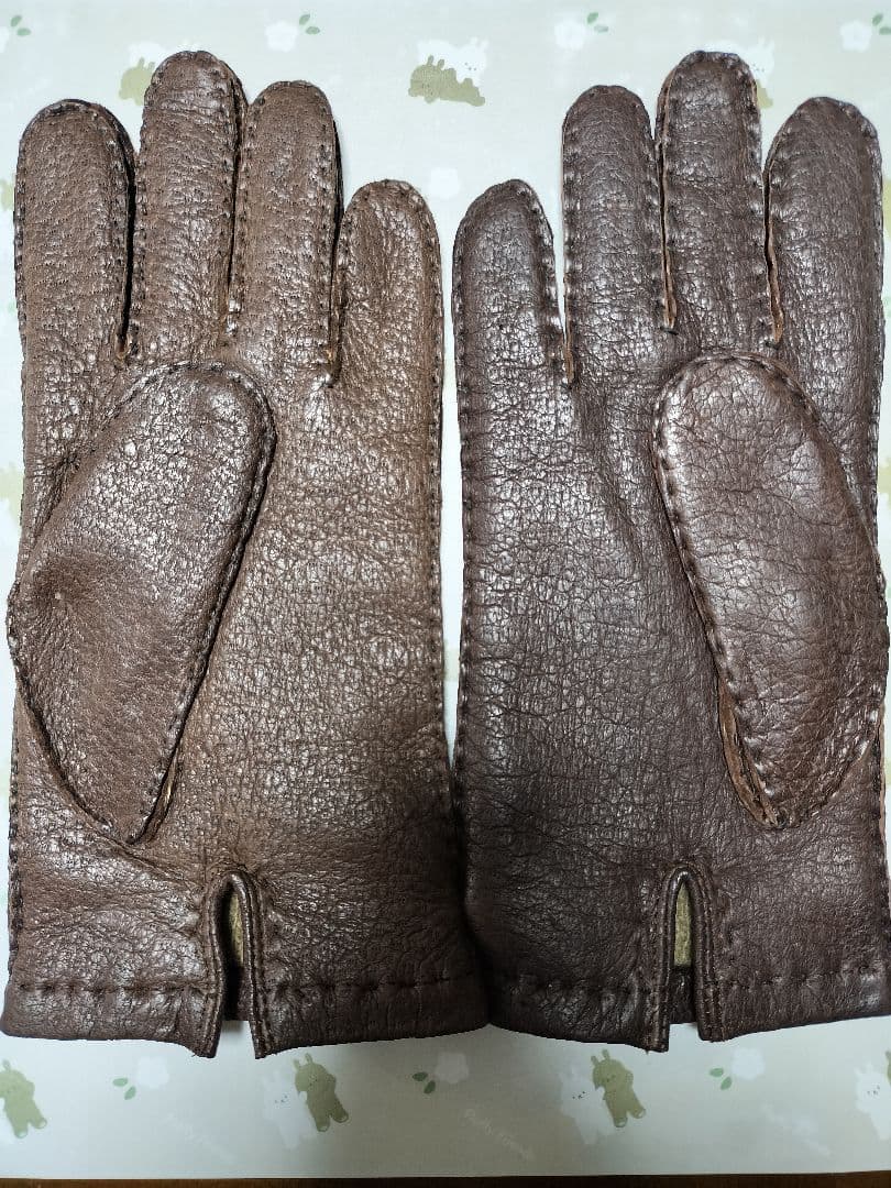 未使用　ペッカリー革手袋　カシミヤライニング　ブラウン