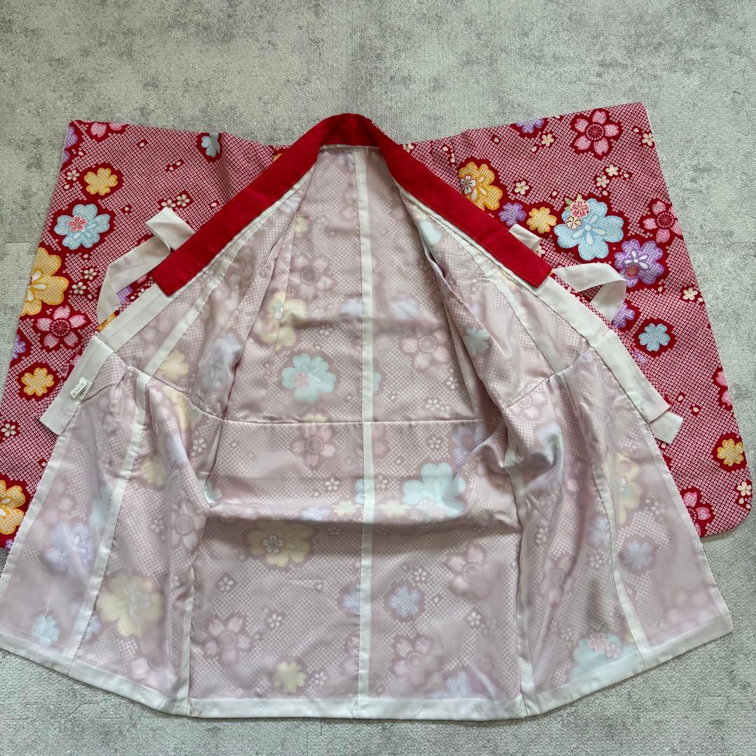 七五三 花ひめ　赤とピンク花柄　三歳　着物　箱付きです