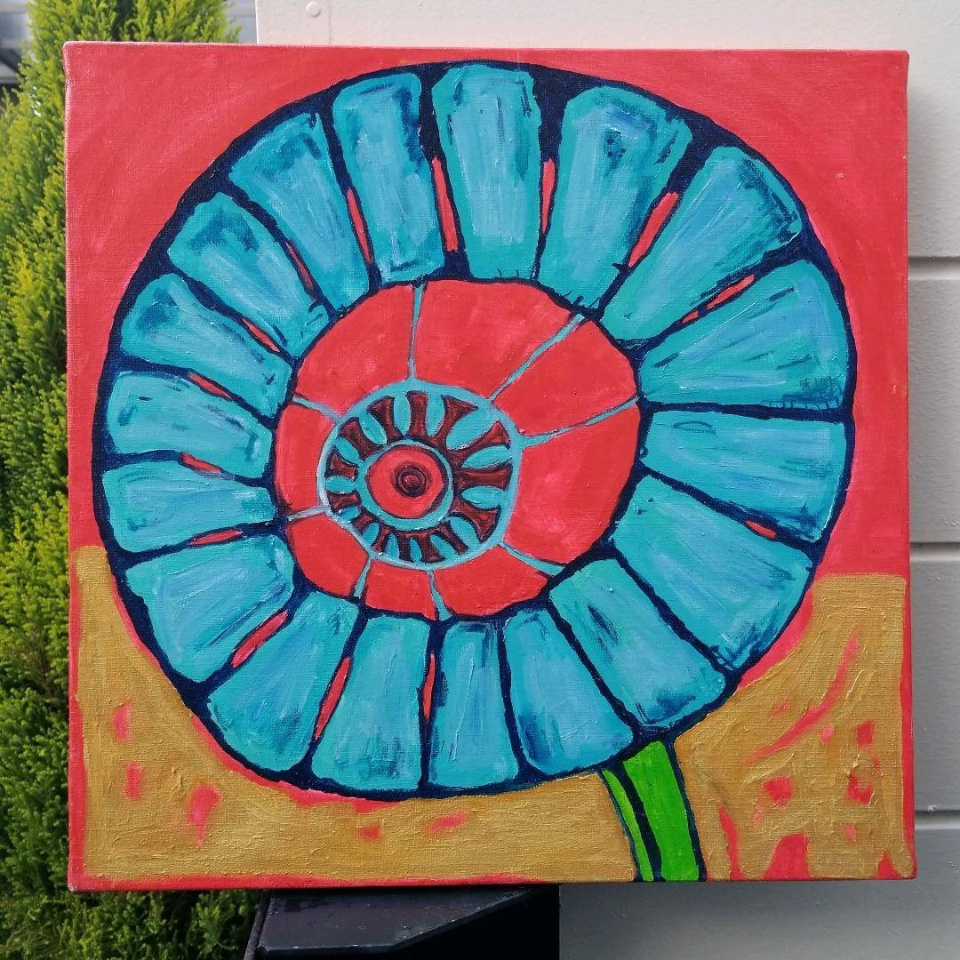 油絵　大きなあたまの植物　ユニークモダンアート 現代アート　大きめキャンバス