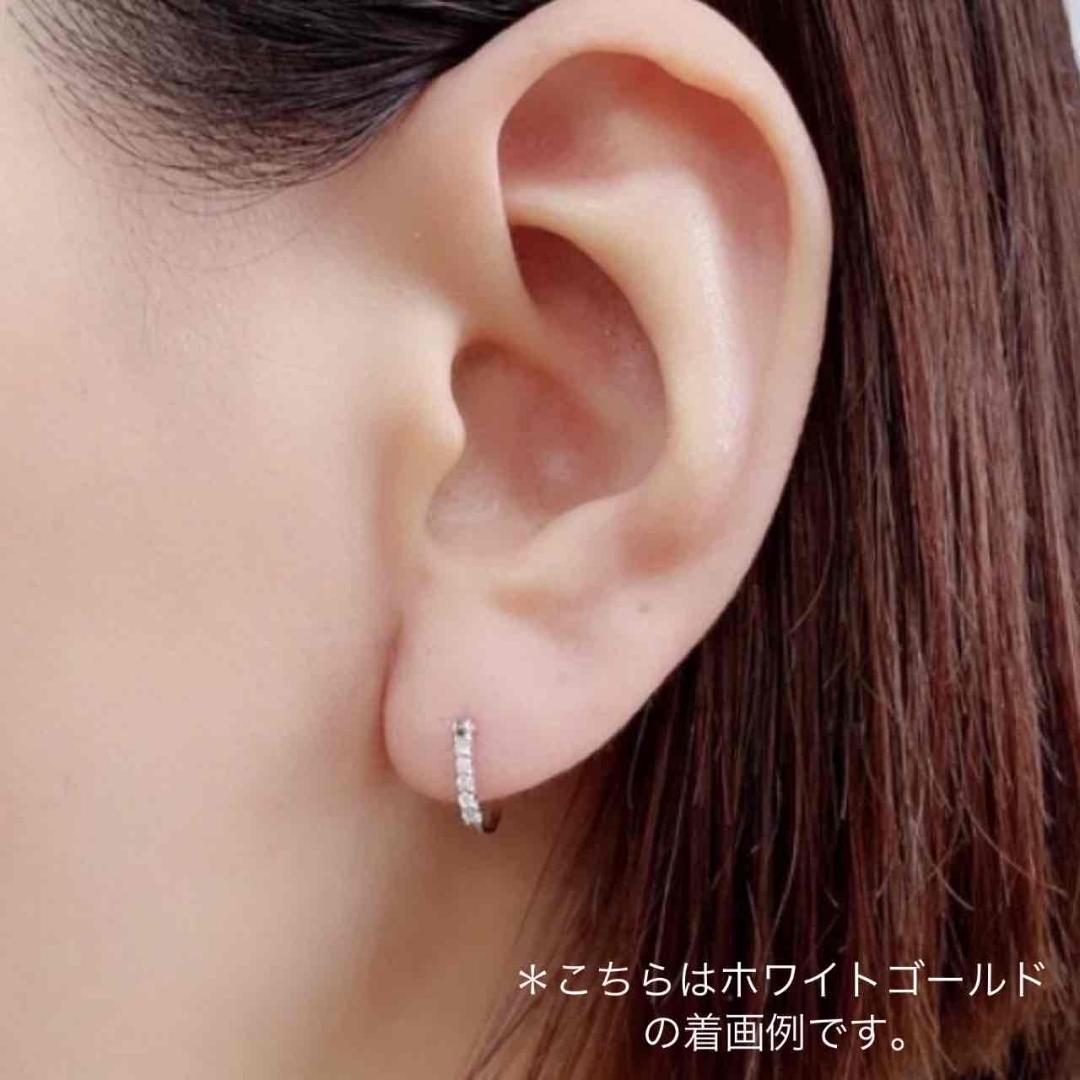 10金【天然ダイヤモンド ハーフエタニティピアス】イエローゴールド 新品！