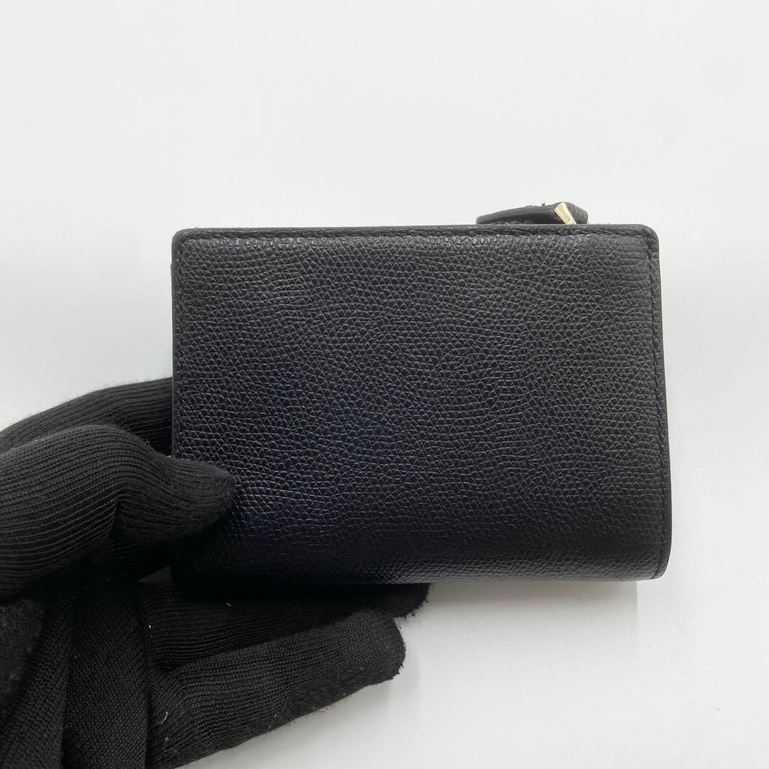 極美品　アニエスベー　折り財布　ロゴ金具　TAW05-01 レザー　ブラック