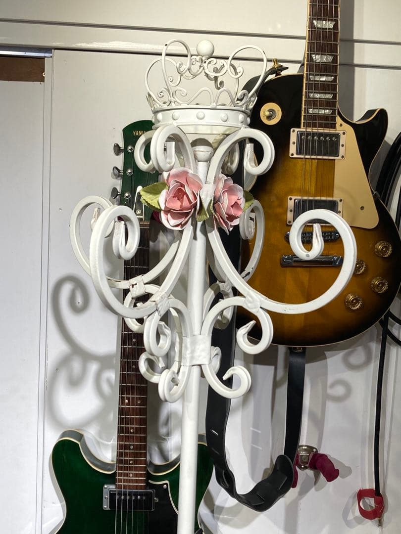 ポールスタンド ホワイト ピンク ローズ プリンセス ロココ調 アイアン 姫系