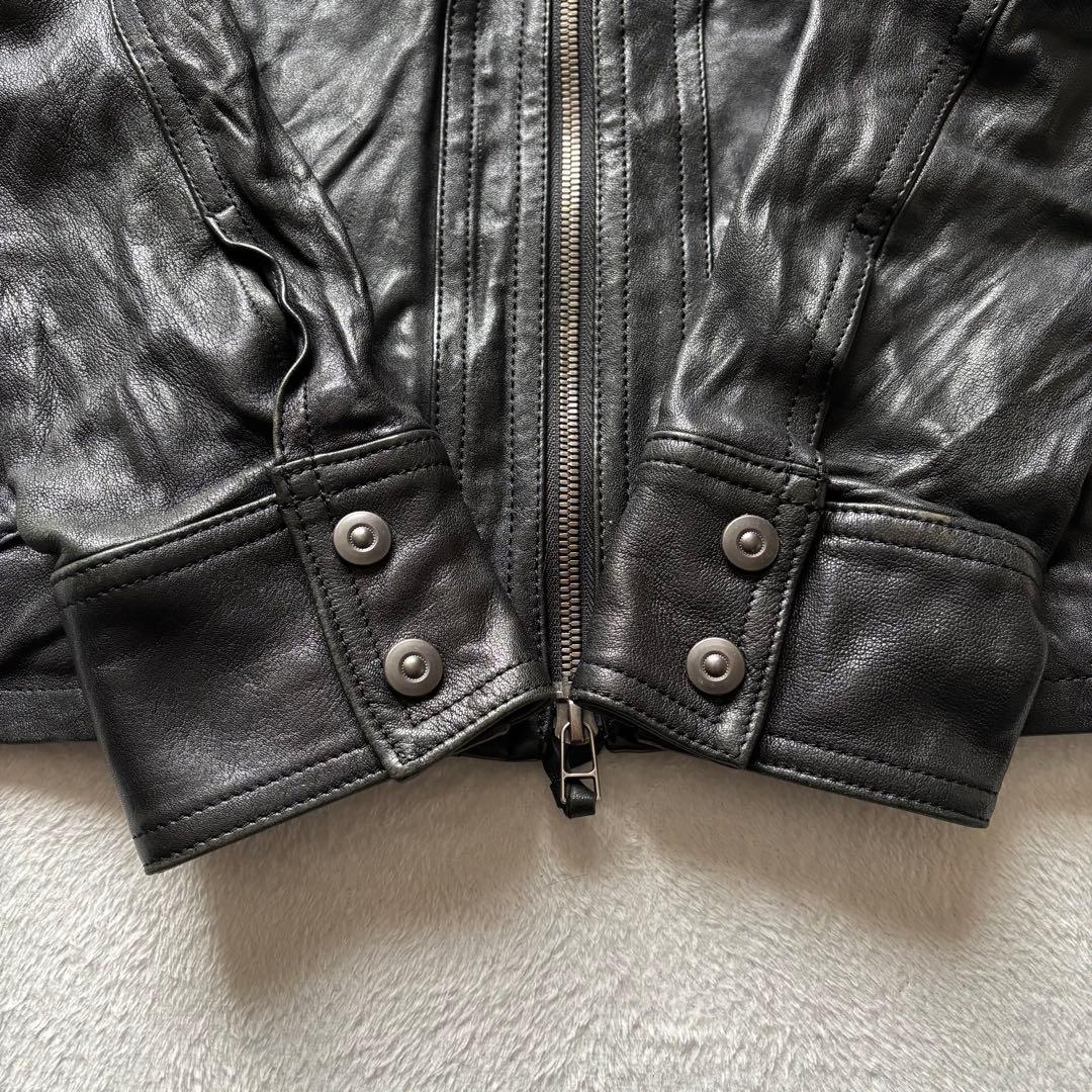 5351プールオム レザージャケット 羊革 黒 シングルライダース　2