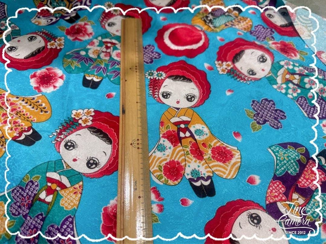 B394.pon2pan2☆オーダー☆犬お着物☆文化人形柄☆水色