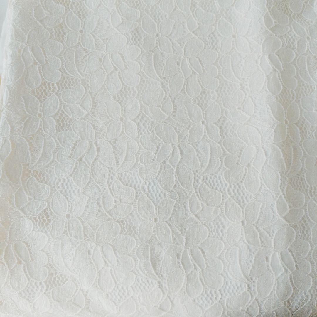 【試着のみ】ホワイトレース振袖 パールとフリルの重ね衿つき　成人式