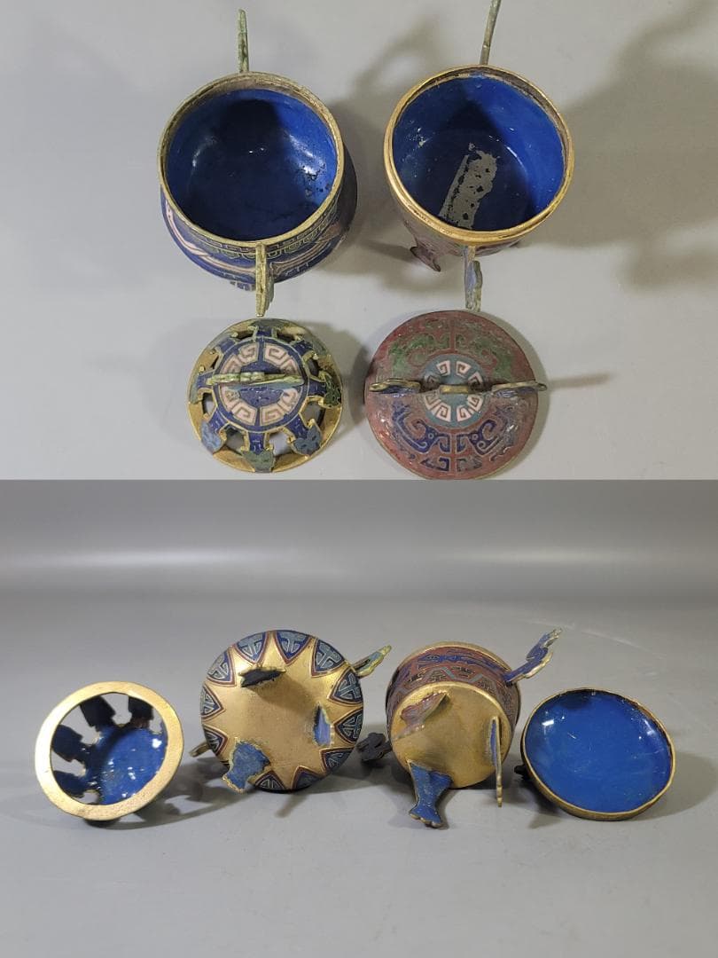 DT718 中国 七宝 香炉 六件 まとめて