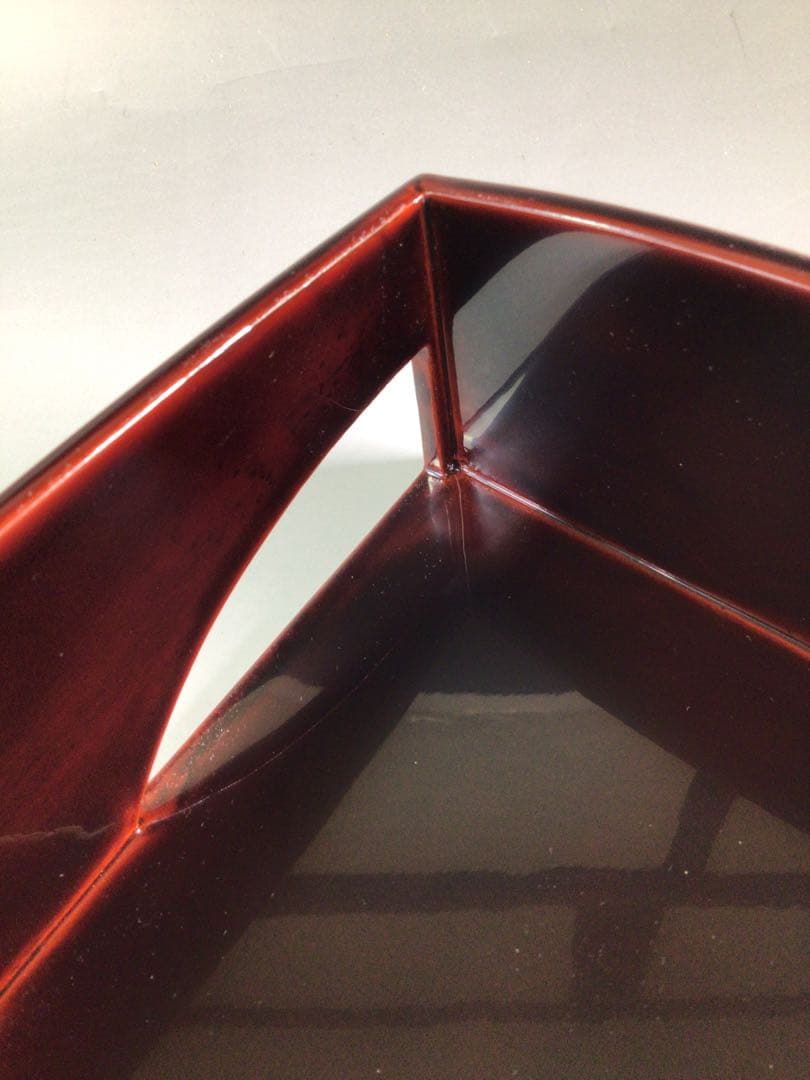 Ｐ９２１　莨盆　『鈴木松栄作』『溜塗』『而妙斎好』『独楽透し』　共箱　茶道具