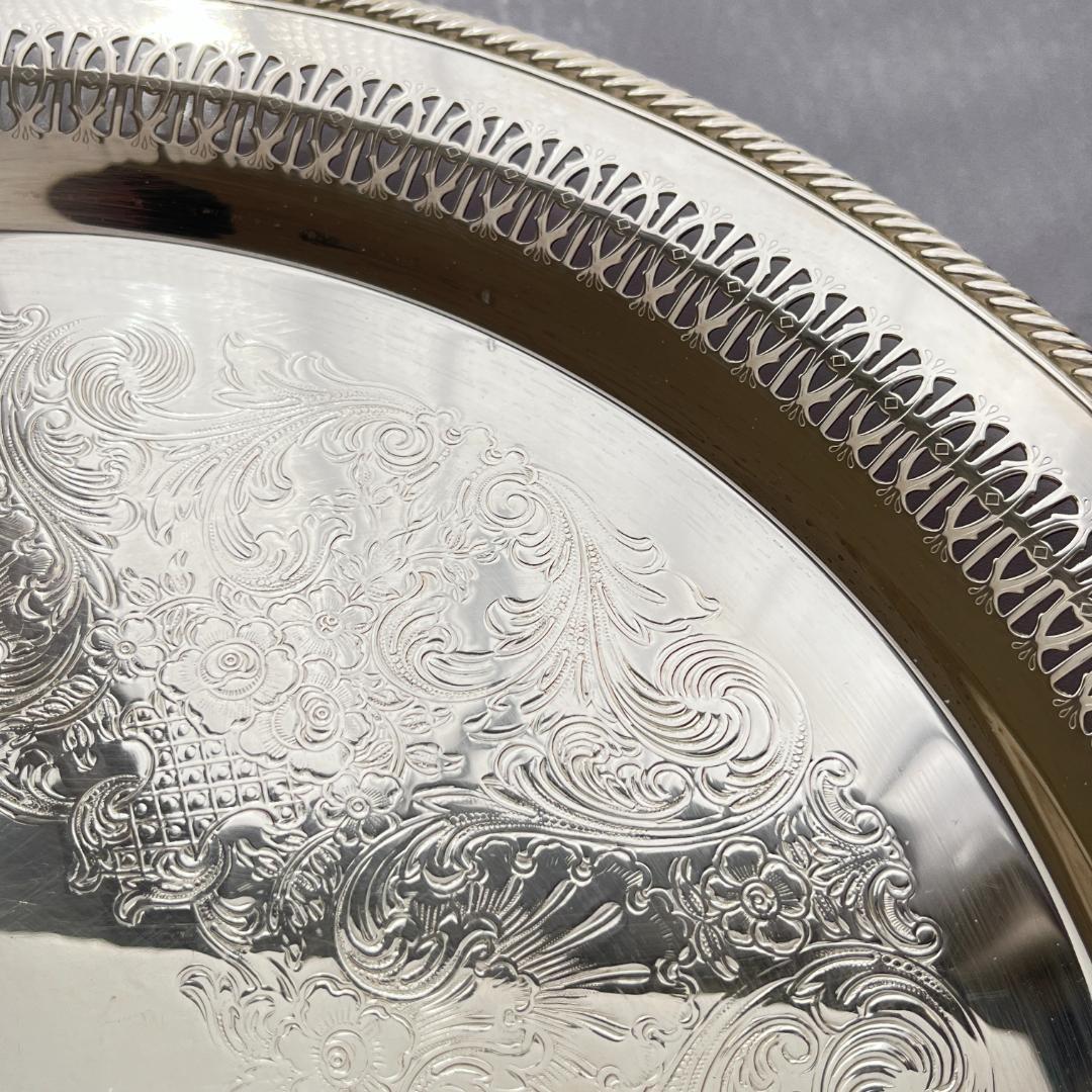 【WM ROGERS】透かしのカフェトレー / ギャラリートレー 38cm