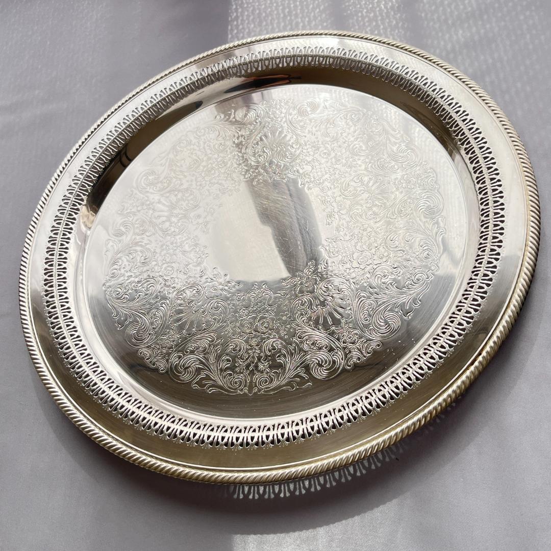 【WM ROGERS】透かしのカフェトレー / ギャラリートレー 38cm