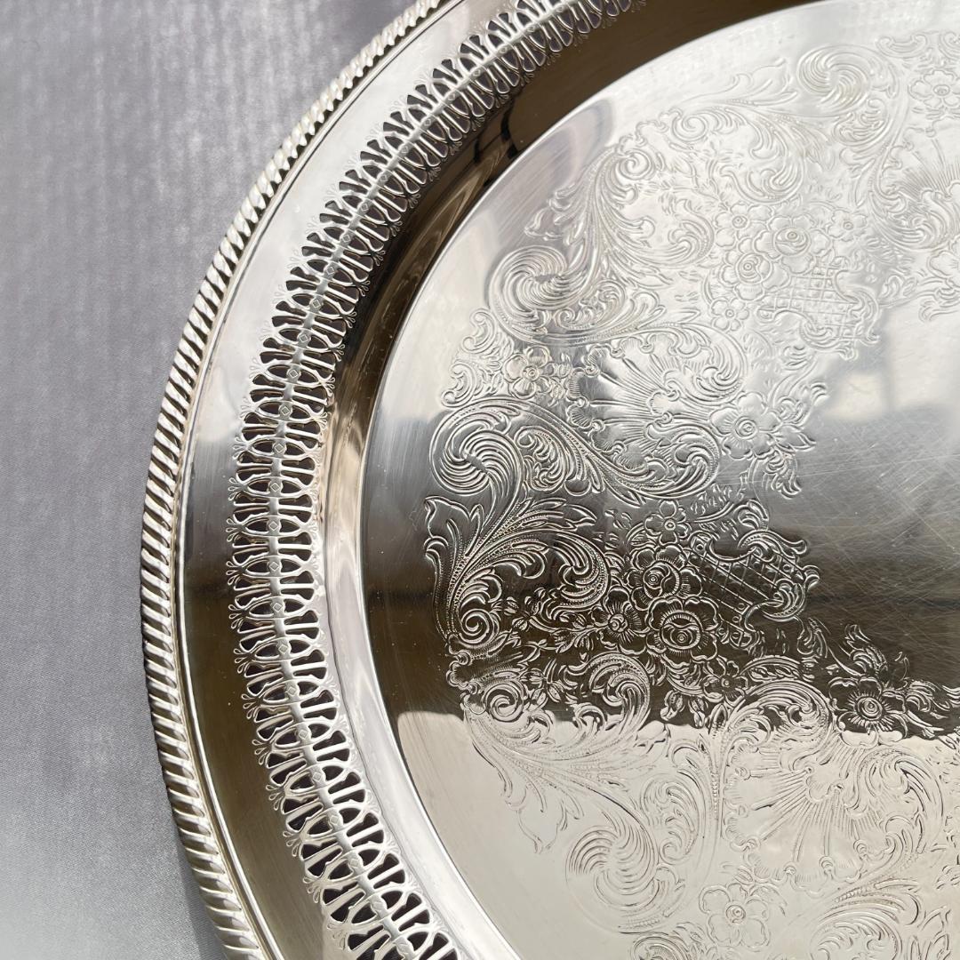 【WM ROGERS】透かしのカフェトレー / ギャラリートレー 38cm