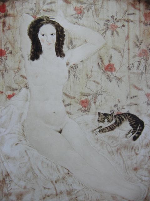 藤田嗣治、【タピスリーの裸婦】、希少な画集より、新品高級額