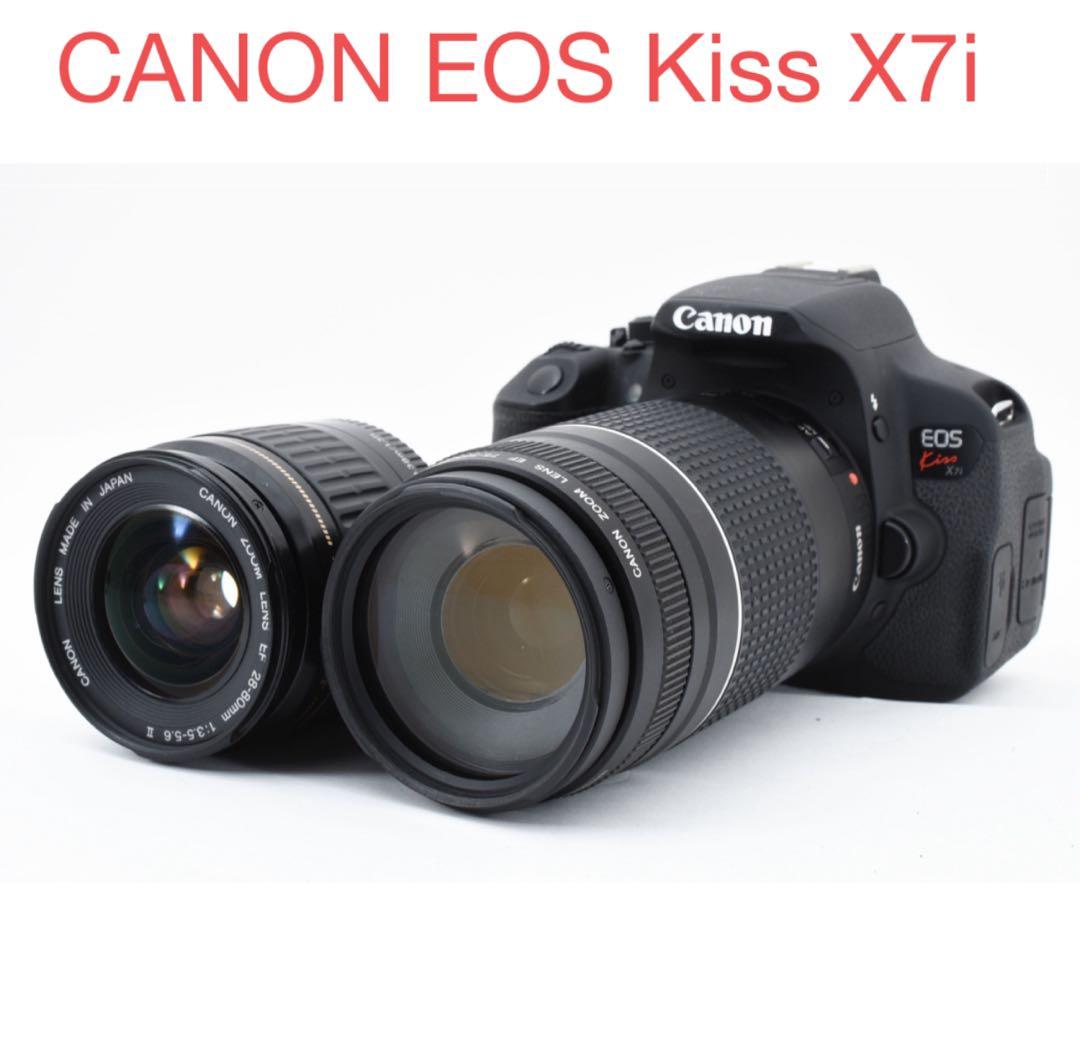 保証付き/Canon EOS Kiss X7i標準&望遠ダブルレンズセット