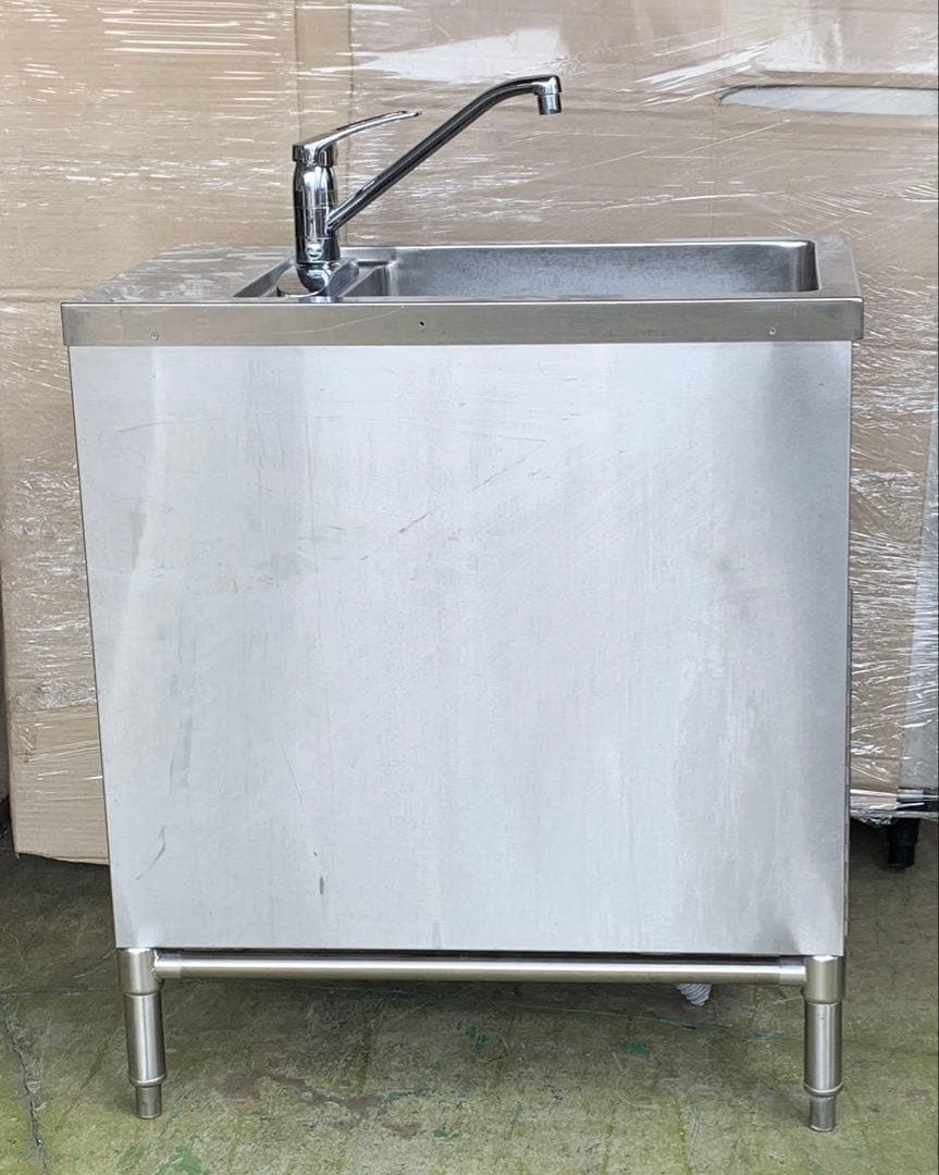 フジマック ステンレス製片扉付1槽シンク KAKUDAI 混合水栓付 ①