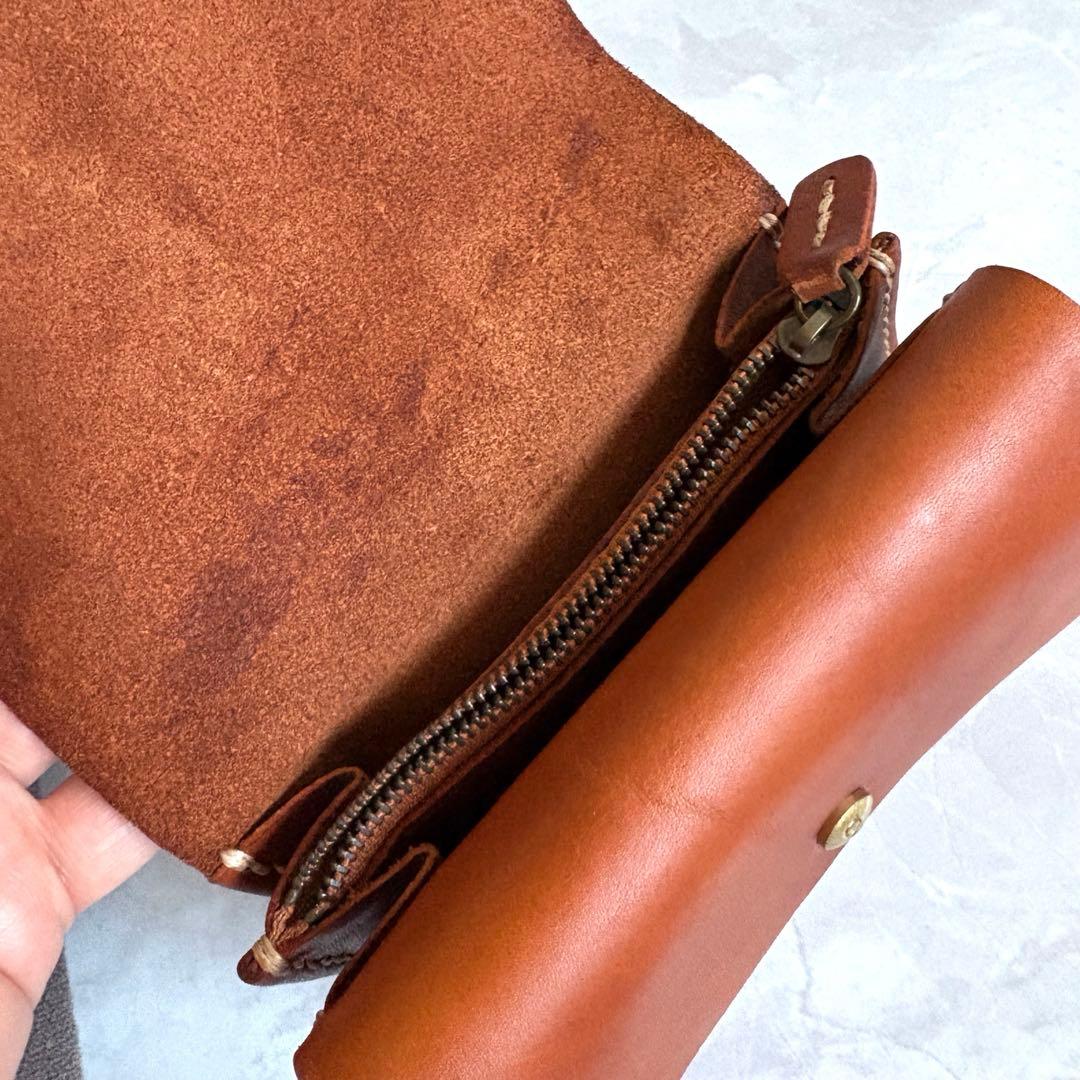 genten ゲンテン レザー折り財布 牛革 ブラウン 美品