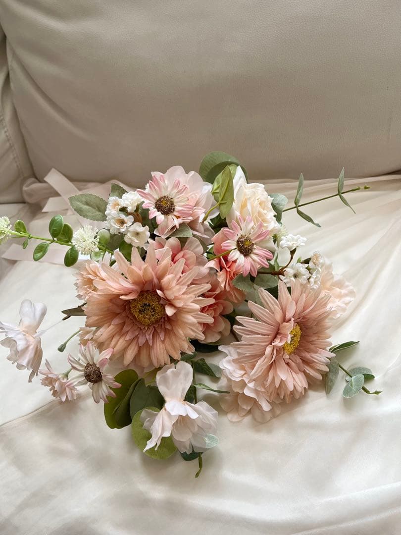 ウェディングブーケとブートニアのセット♡ガーベラブーケ♡前撮り♡挙式