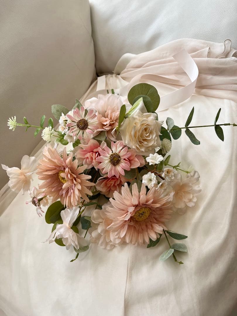 ウェディングブーケとブートニアのセット♡ガーベラブーケ♡前撮り♡挙式