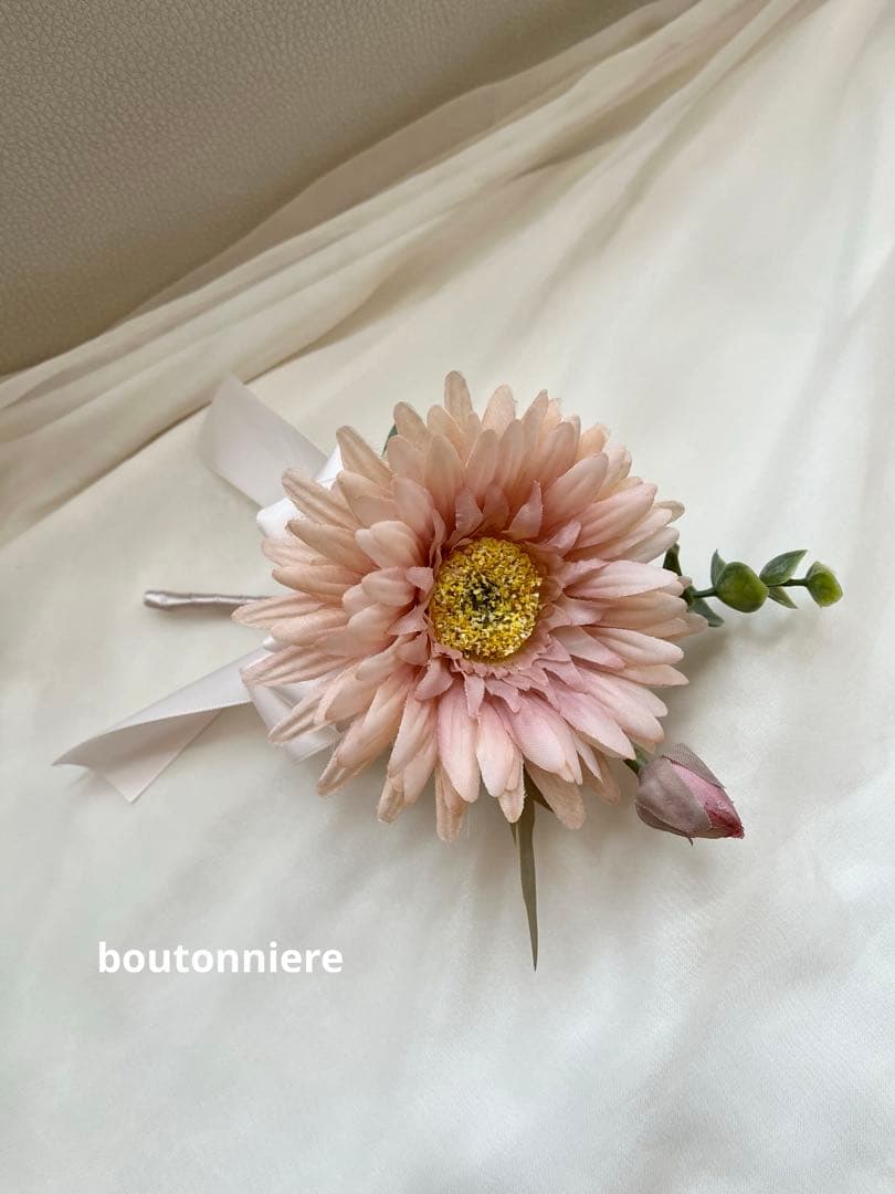 ウェディングブーケとブートニアのセット♡ガーベラブーケ♡前撮り♡挙式