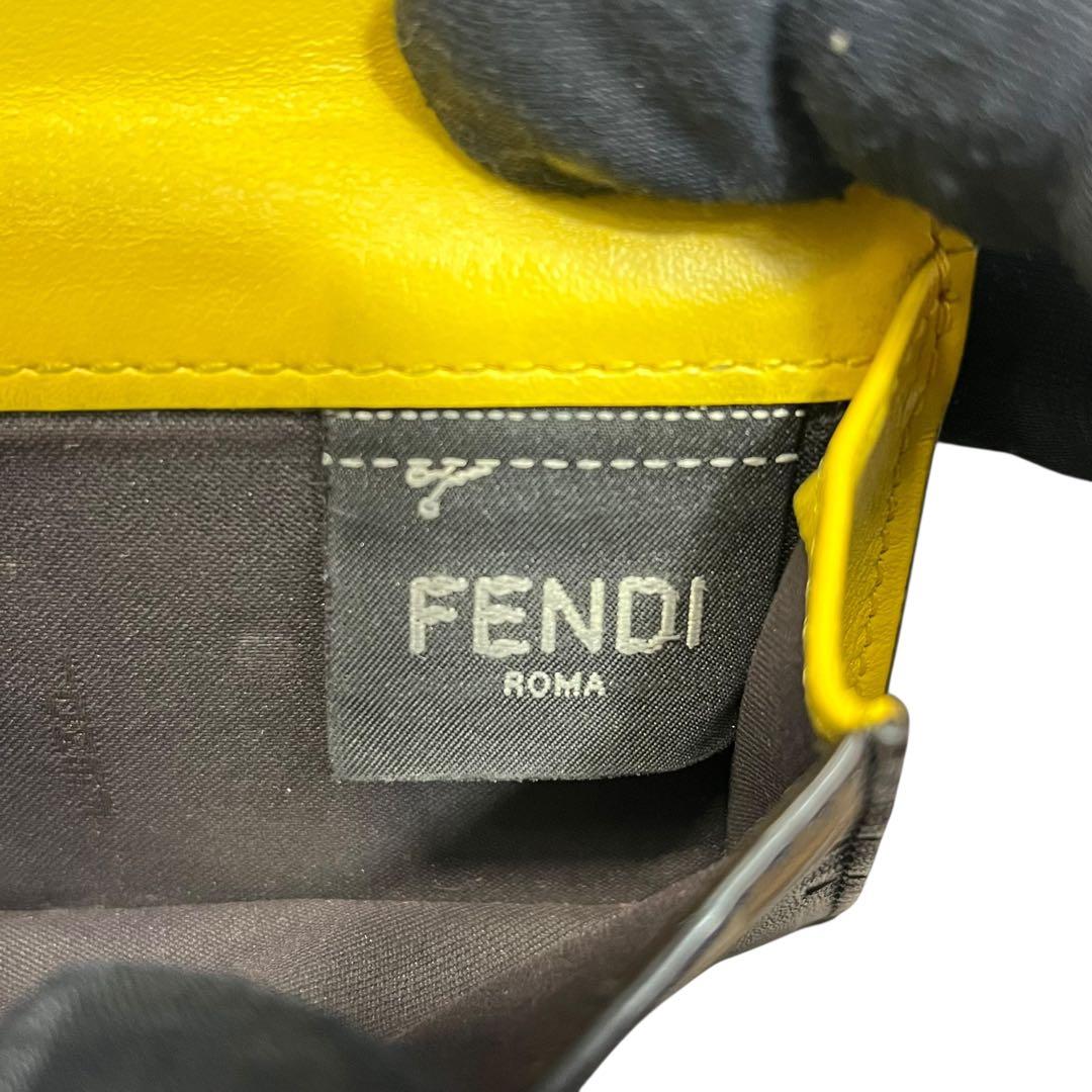 希少✨フェンディ 三つ折り財布 FFロゴ エフイズ エンボス レザー イエロー