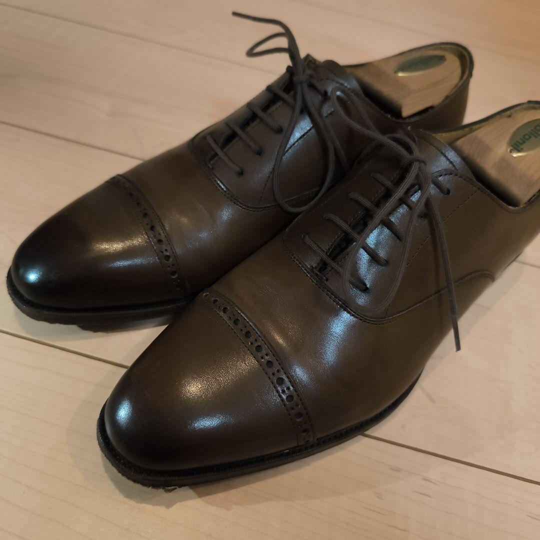 オリエンタルシューズ ブラウン レザー キャップトゥ ドレスシューズ