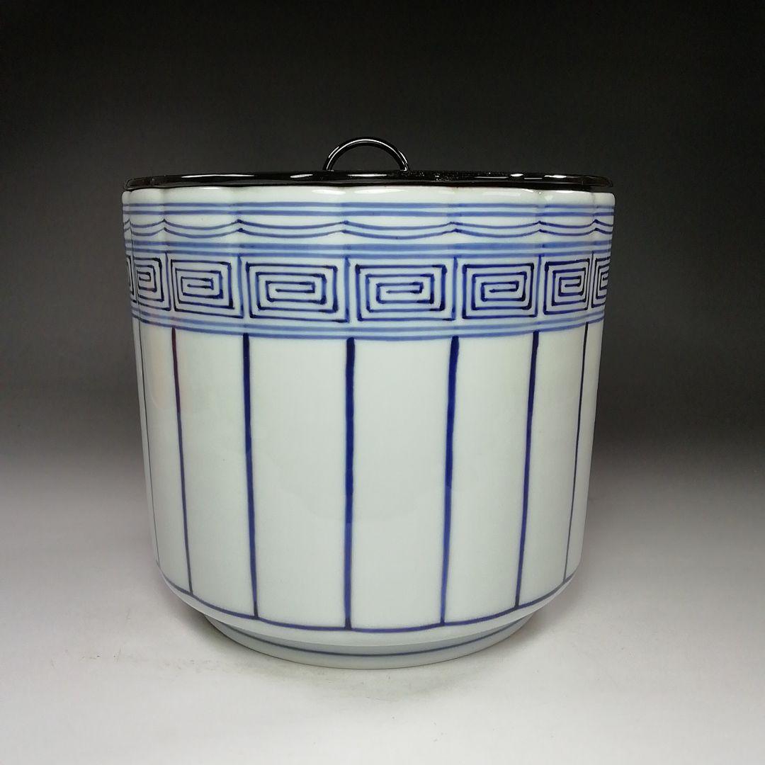 Ｓ７８９　水指　『染付　桶側水指』『橋本喜泉造』　共箱　茶道具