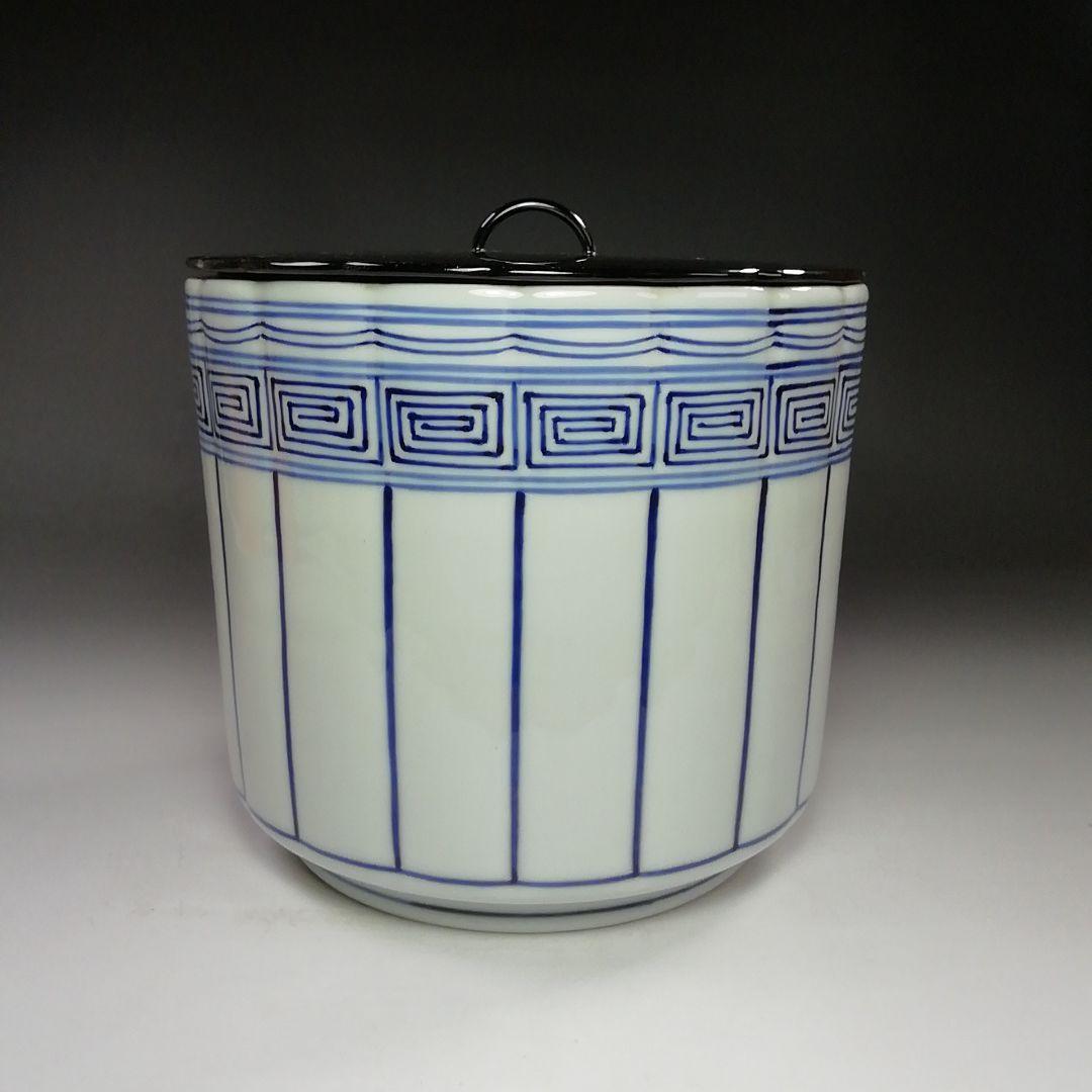 Ｓ７８９　水指　『染付　桶側水指』『橋本喜泉造』　共箱　茶道具