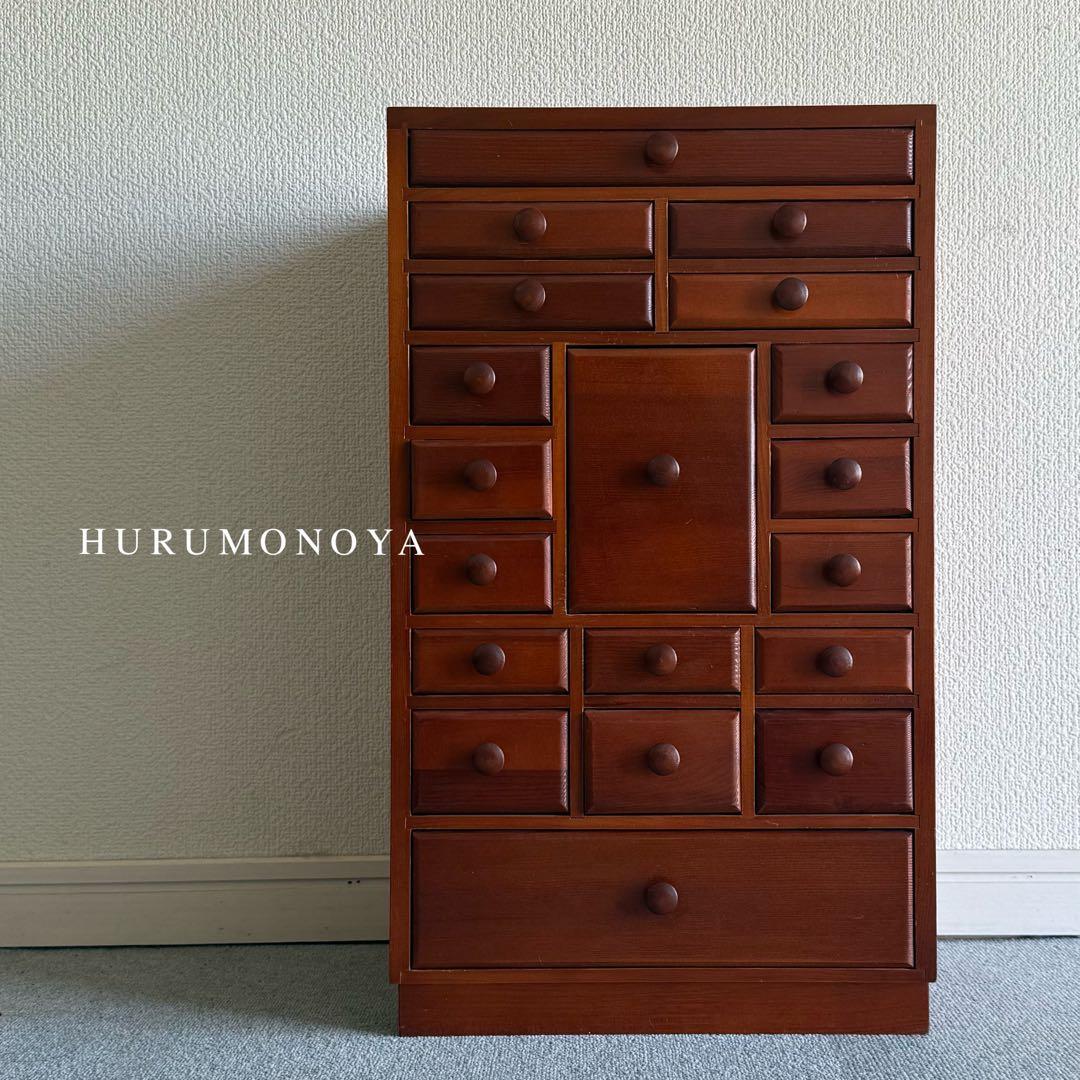 SNT1115 昭和レトロ 天然木 薬箱 薬箪笥 引き出し アンティーク 時代物