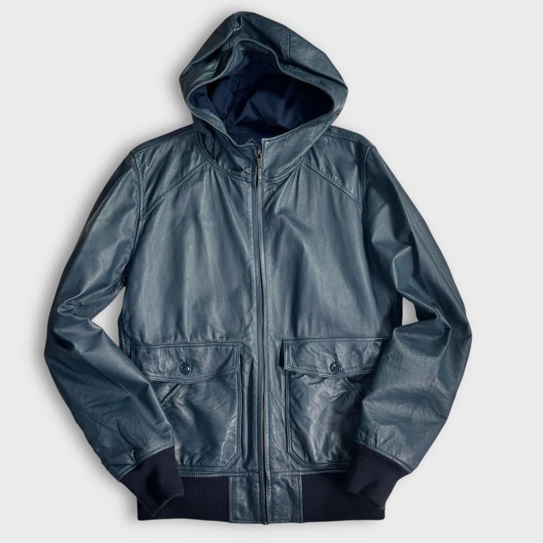 希少 美品 L ヒステリックグラマー レザージャケット ネイビー ライダース