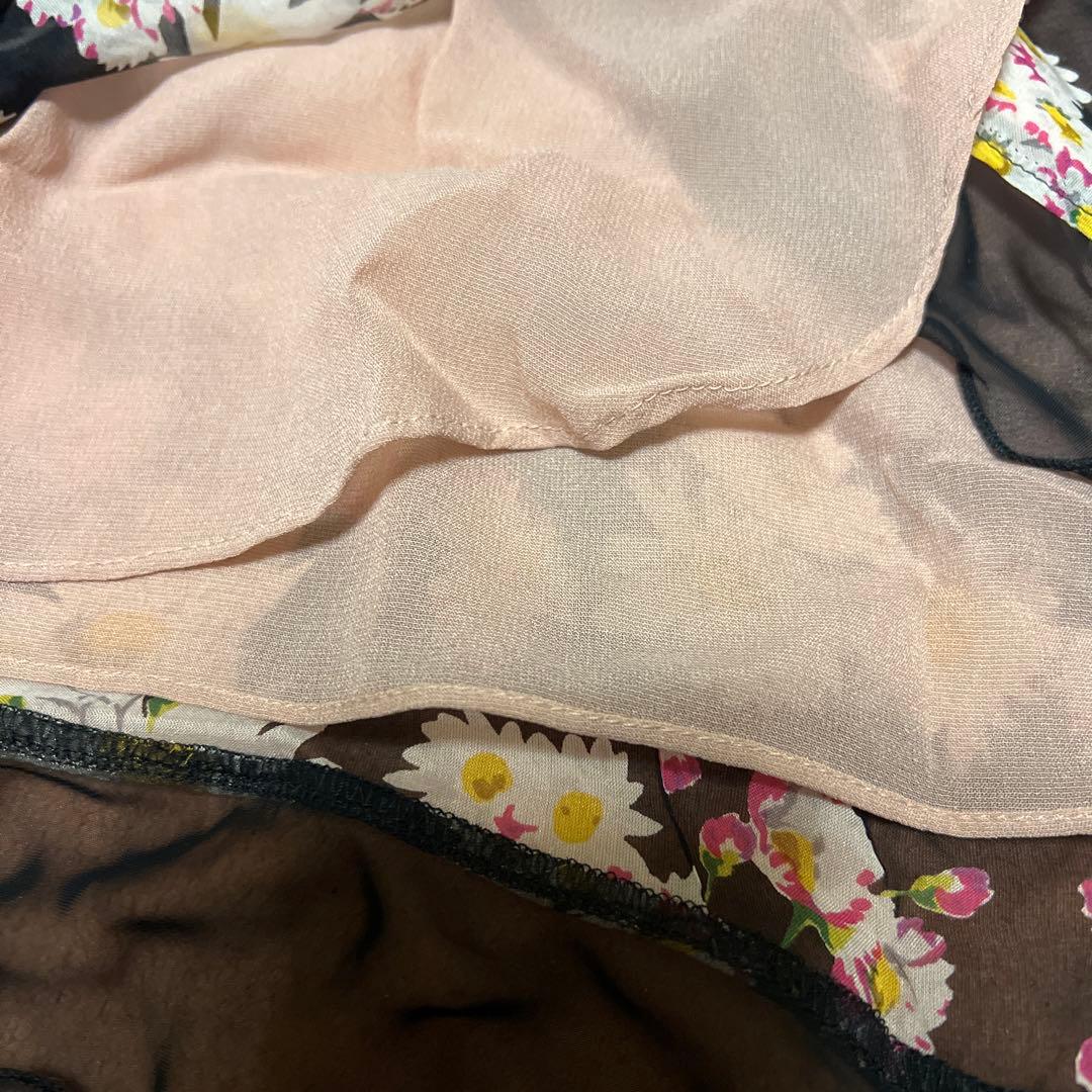 Blumarine 花柄 シルクシフォン フリルフレアスカート