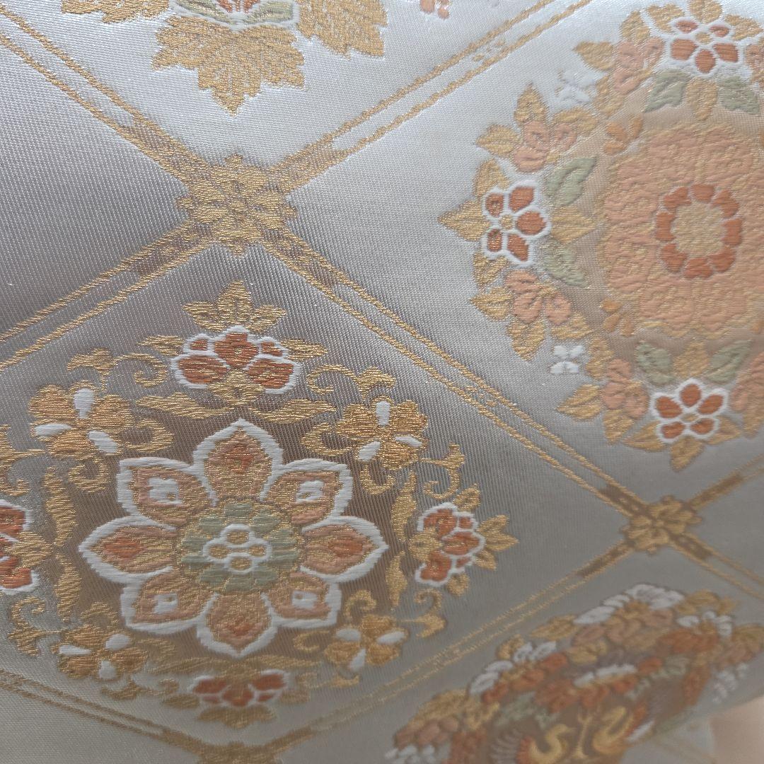 トールサイズ訪問着4点フルセット、着物、袋帯、帯締め、帯揚げ、 ベージュ系