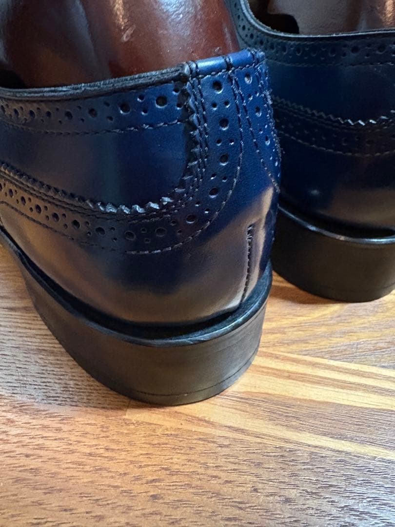 ネイビー ウィングチップ ドレスシューズ