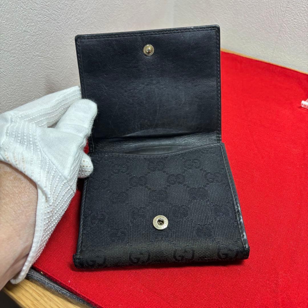 GUCCI グッチ インターロッキング Wホック 二つ折り GG BLACK