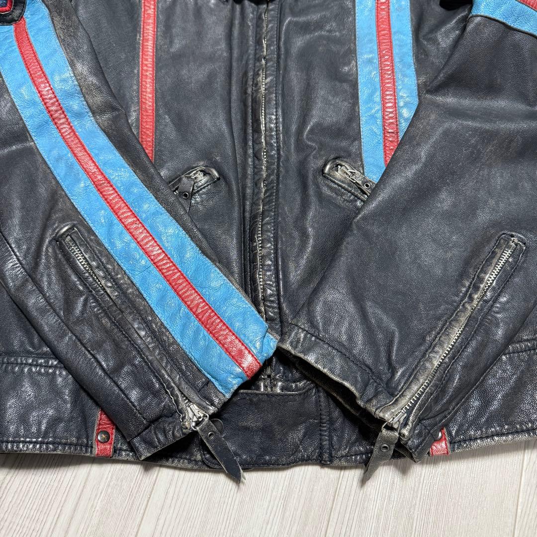 DIESEL 90's アーカイブ ストライプ ラムレザーライダース Y2K