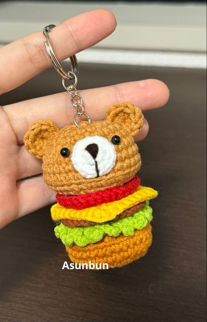 [10点セット] ブタハンバーガー、クマハンバーガーとミニクマのキーホルダー