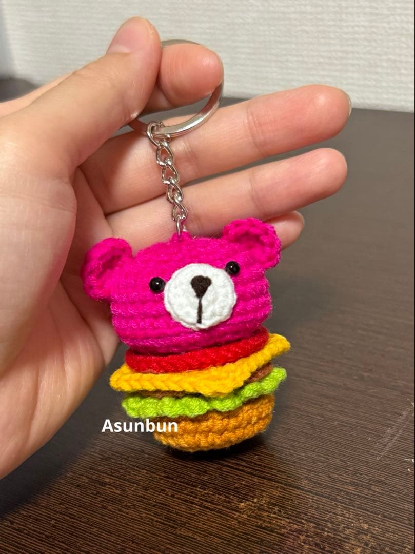 [10点セット] ブタハンバーガー、クマハンバーガーとミニクマのキーホルダー